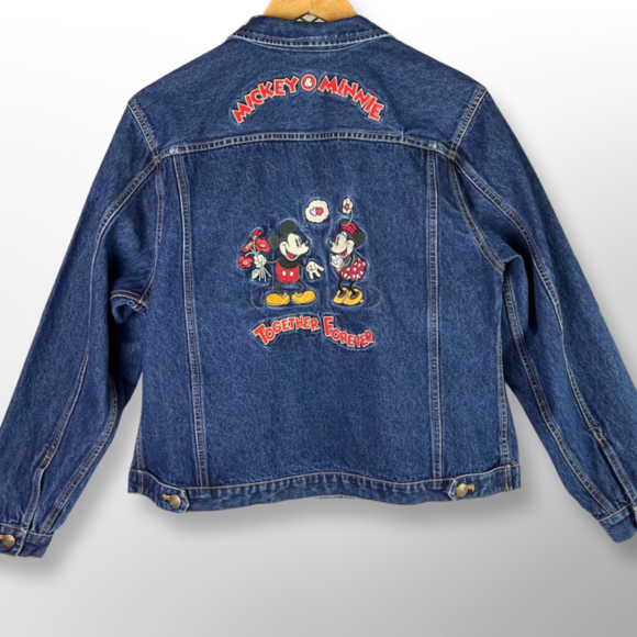 Disney Jackets & Blazers - Vintage Disney Denim Jacket Embroidered w/ Mickey Minnie Together Forever